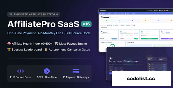 AffiliatePro SaaS v16.1 - AI-Powered Multi-Vendor & MLM System - nulled