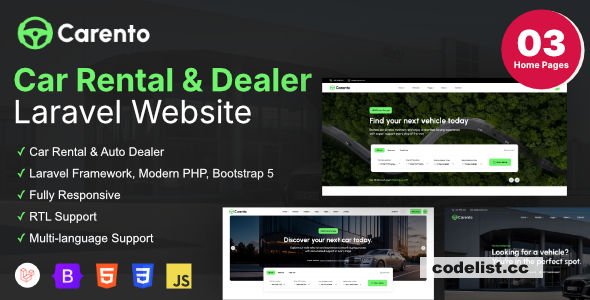 Carento v1.2.7 - Car Rental Booking Laravel System - nulled